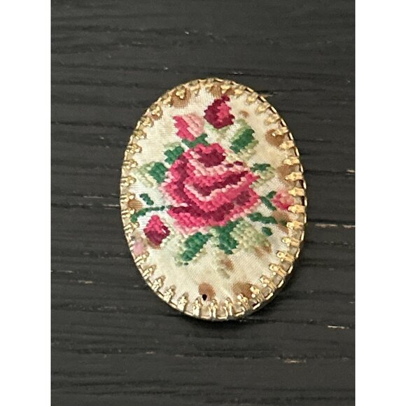 Lot of 13 Vintage/Non-Vintage Assorted Brooches/Pins Needlepoint Brutalist Wood - Picture 12 of 14